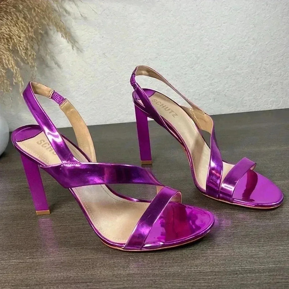 SCHUTZ Dannie Patent Leather Heels Sandals Size 9.5B - Picture 3 of 13